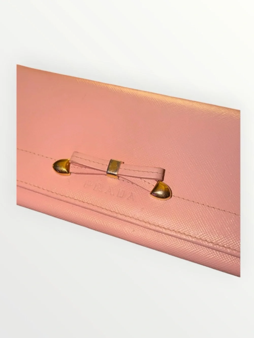 Prada Pink Saffiano Leather Long Wallet With COA